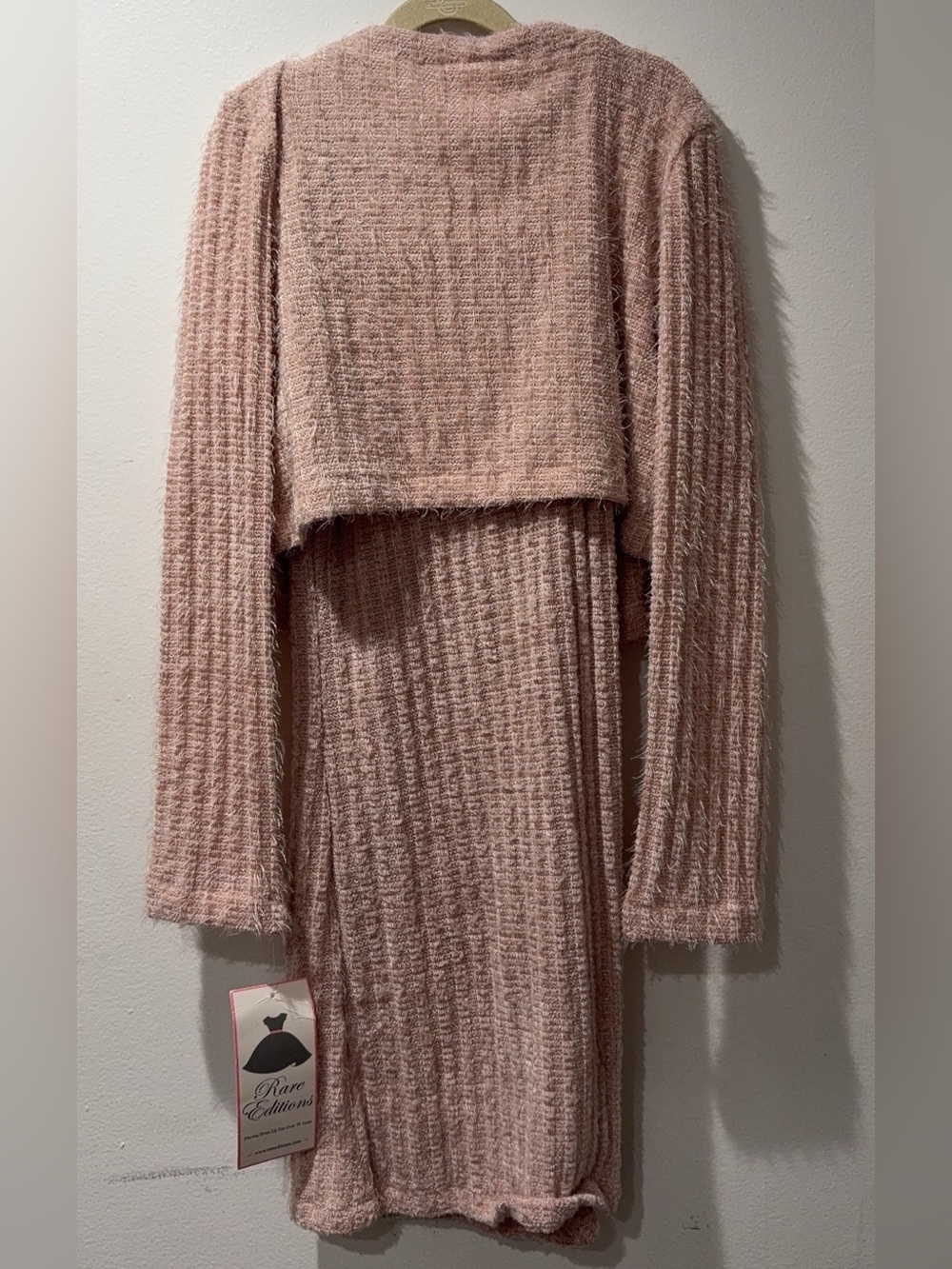 Rare Editions Blush Textured Knit Cardigan and Dress set - Picture 2 of 3